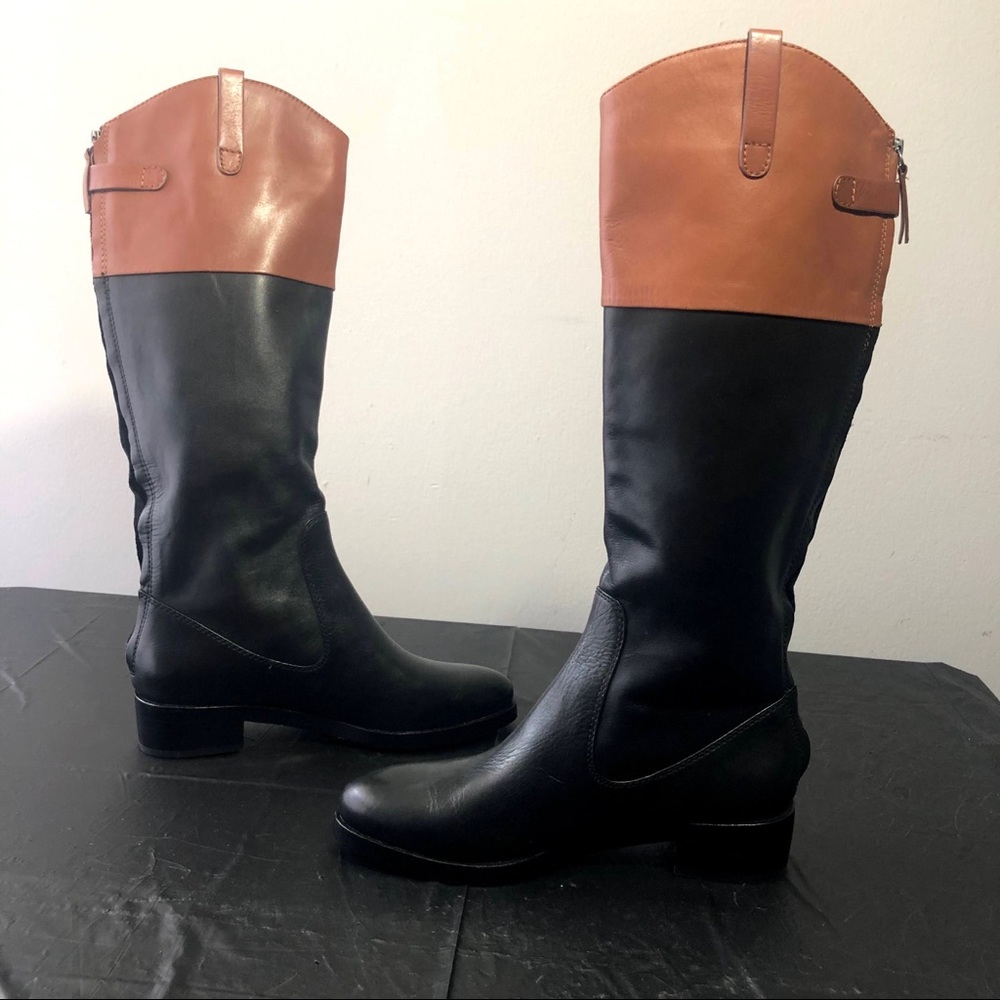Halston Heritage Barbara Black Brown Riding Boot 6 - Picture 6 of 11